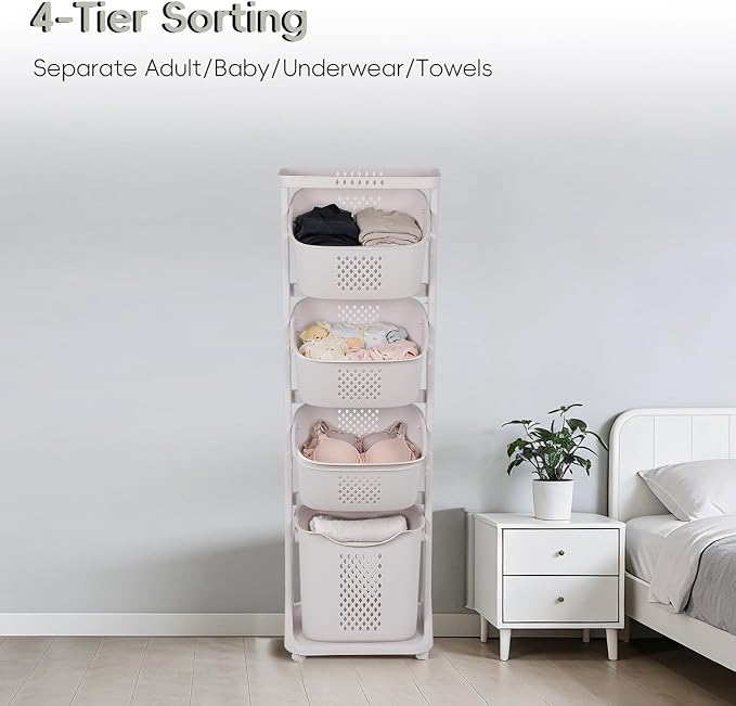 GCCSJ 4-Tier Rolling Laundry Hamper Sorter - Image 2