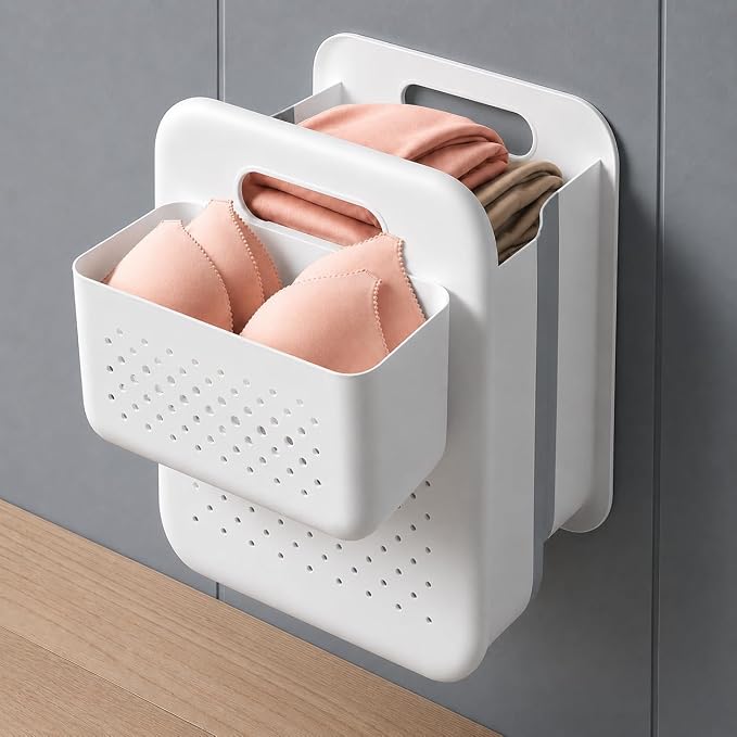 Goderewild Small Collapsible Laundry Basket, Space-Saving Wall-Mounted Hamper by Goderewild