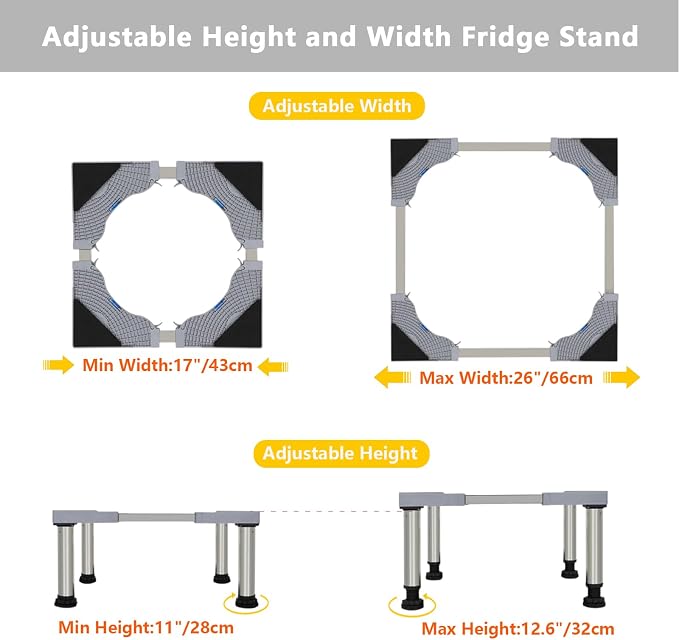 Mini Fridge Stand, Universal Adjustable Washing Machine Stand - Image 2