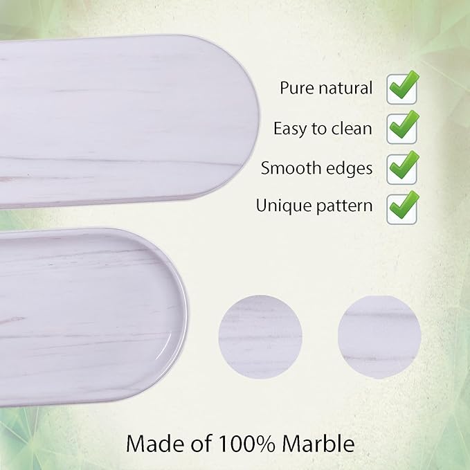 Marble Tray 9.8”x4.7”x0.6”| Oval Stone Tray - Image 2