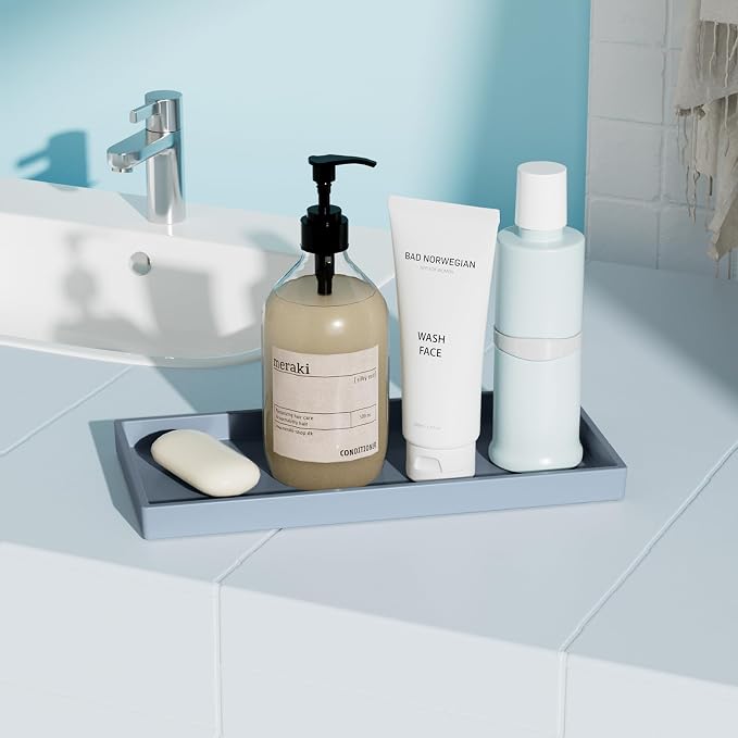 Vanity and Bathroom Tray, 9.8" ABS Countertop Organizer, Waterproof Vanity Tray - Image 3