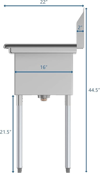 KoolMore 2 Compartment Stainless Steel NSF Commercial Kitchen Prep & Utility - Image 5