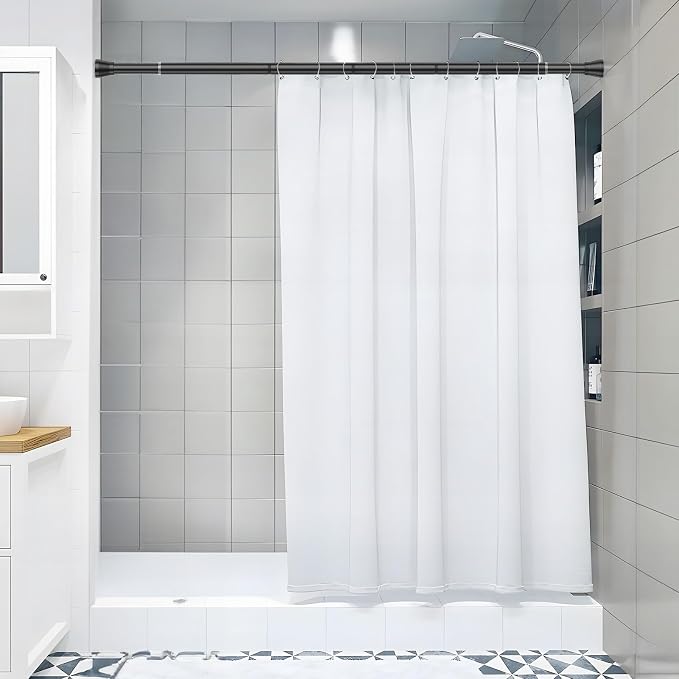 Shower Curtain Rod 45 to 77 Inches Black Tension Curtain Rod No Drilling Shower - Image 2