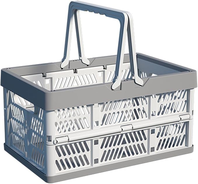 Collapsible Plastic Storage Crate - 20L Folding Organizer Basket Portable by Unknown