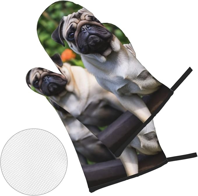 Pugs in The Garden Oven Mitts and Pot Holders 4-Piece Set, Extended Kitchen - Image 9