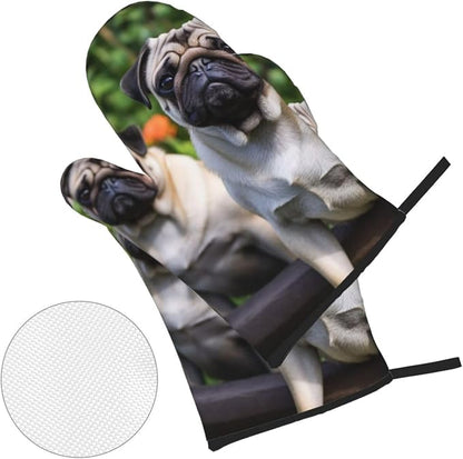 Pugs in The Garden Oven Mitts and Pot Holders 4-Piece Set, Extended Kitchen - Image 9