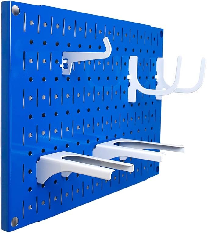Wall Control Pegboard Wall Organizer Tiles Modular Blue Metal Pegboard Tiling - Image 4