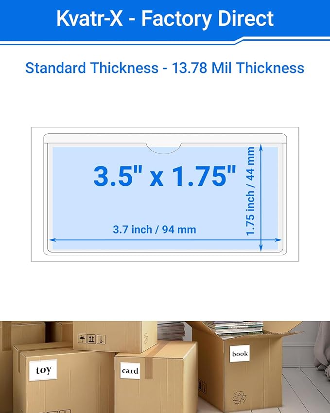 20 PCS Clear Self Adhesive Plastic Label Pockets, Top Loading Business & - Image 2