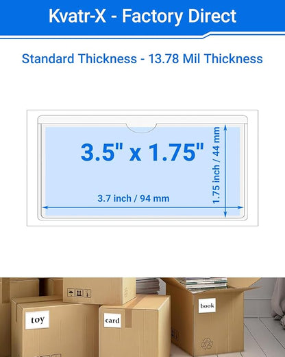 20 PCS Clear Self Adhesive Plastic Label Pockets, Top Loading Business & - Image 2