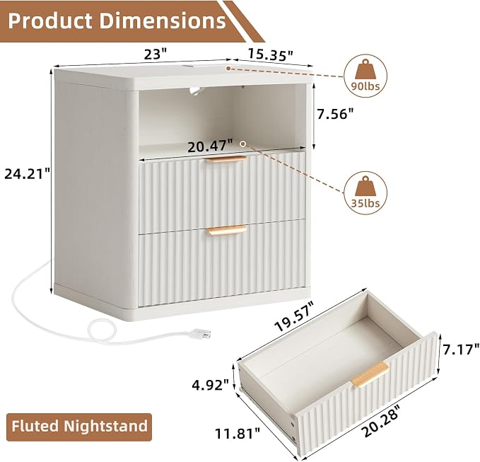 LEYAOYAO Fluted Nightstand - Image 2