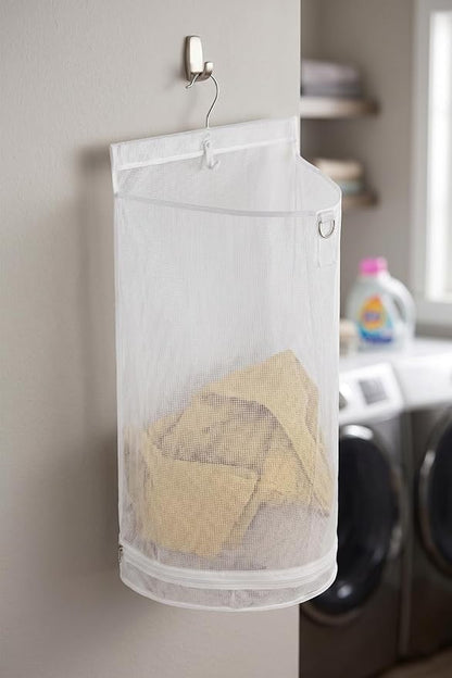 ALYER Hanging Semi Round Storage Mesh Bag, Collapsible Laundry Hamper Basket - Image 6