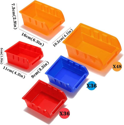 30-Bin Wall Mounted Storage Bins Kit, Tool Organizer Rack, Garage Hardware - Image 3