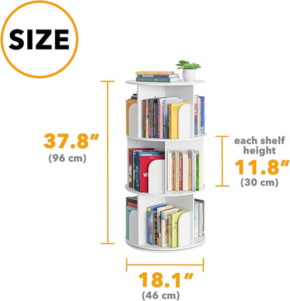 SpaceAid Cross Style 3 Tier Rotating Bookshelf, Spinning 360 Bookcase Lazy - Image 2