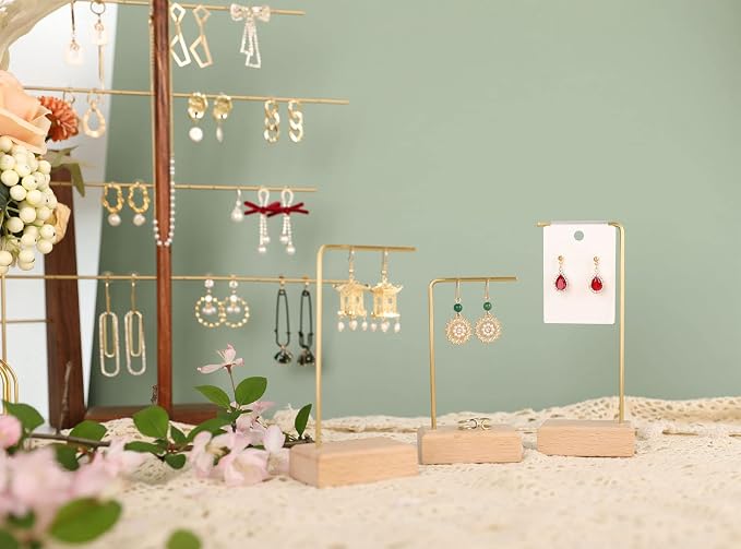 GemeShou 3pcs Beech wooden dangle earring stand holder, hoop earring displays - Image 5