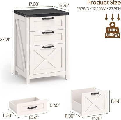 Farmhouse File Cabinet with 3 Drawers - Image 3