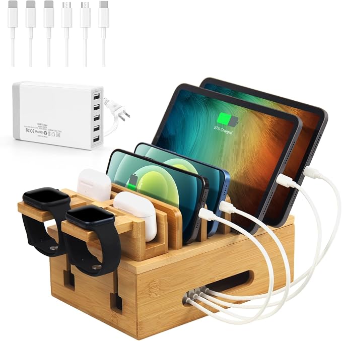 Bamboo Charging Stations for Multi Devices by Deefielly