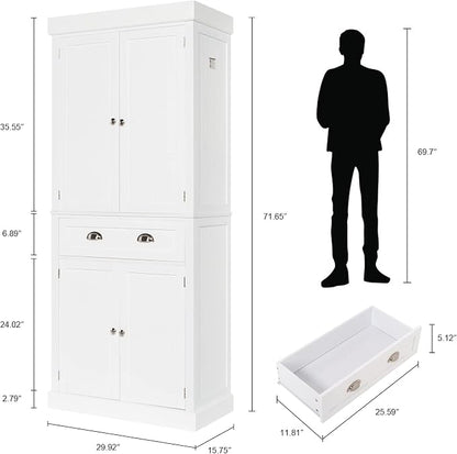 VINGLI 71-Inch White Storage Cabinets - Image 2