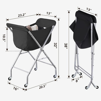 ELYKEN Laundry Basket with Wheels, Collapsible Laundry Hamper, Foldable Design - Image 3