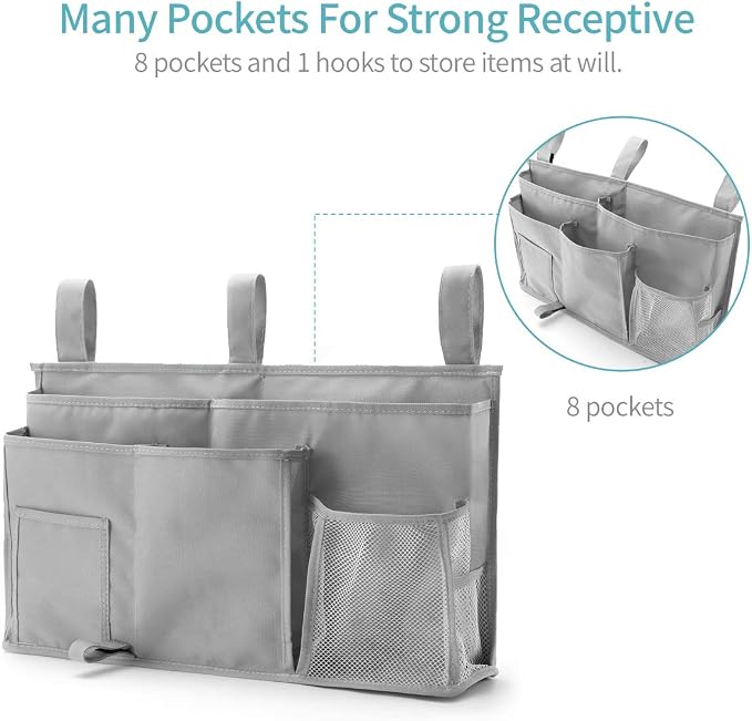 Bseash Bunk Bed Organizer, Bedside Caddy Hanging Bed Organizer Storage Bag 8 - Image 2