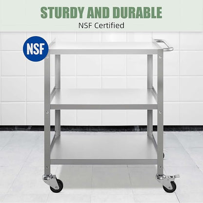 Hally Stainless Steel Utility Cart 3 Tier NSF Commercial Heavy Duty Metal - Image 4