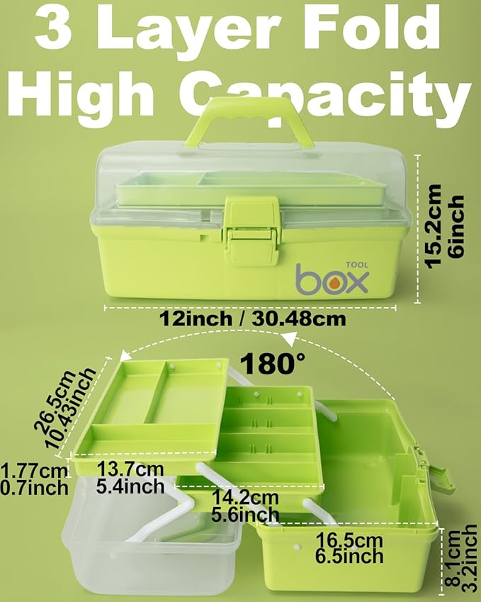 TERGOO 12in 3-Layer Plastic Craft Organizers and Storage, Portable Folding - Image 2