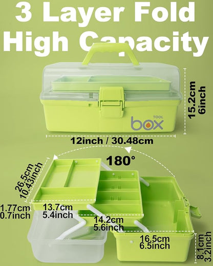 TERGOO 12in 3-Layer Plastic Craft Organizers and Storage, Portable Folding - Image 2