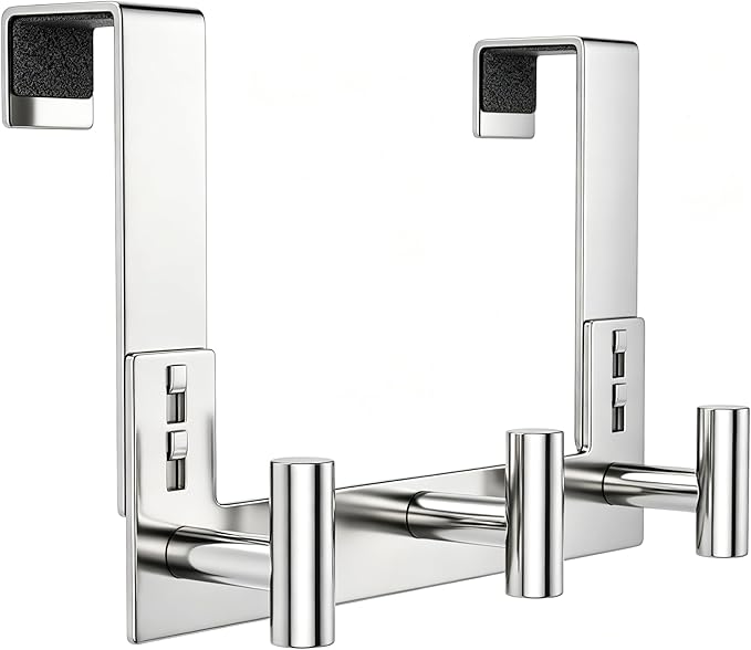PMMASTO Over The Door Hooks, Fits 1-3/4" Thick Door No Drill Hooks by PMMASTO