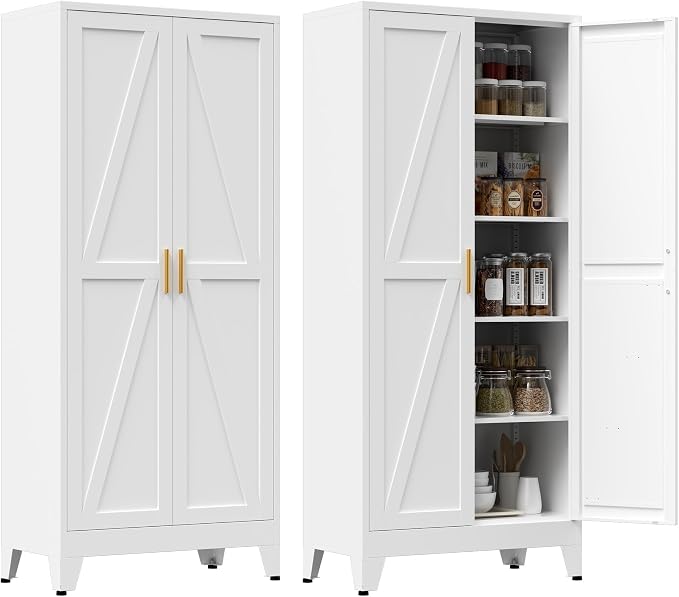 71" Tall Metal Pantry Cabinet, Kitchen Storage Cabinet - Image 7