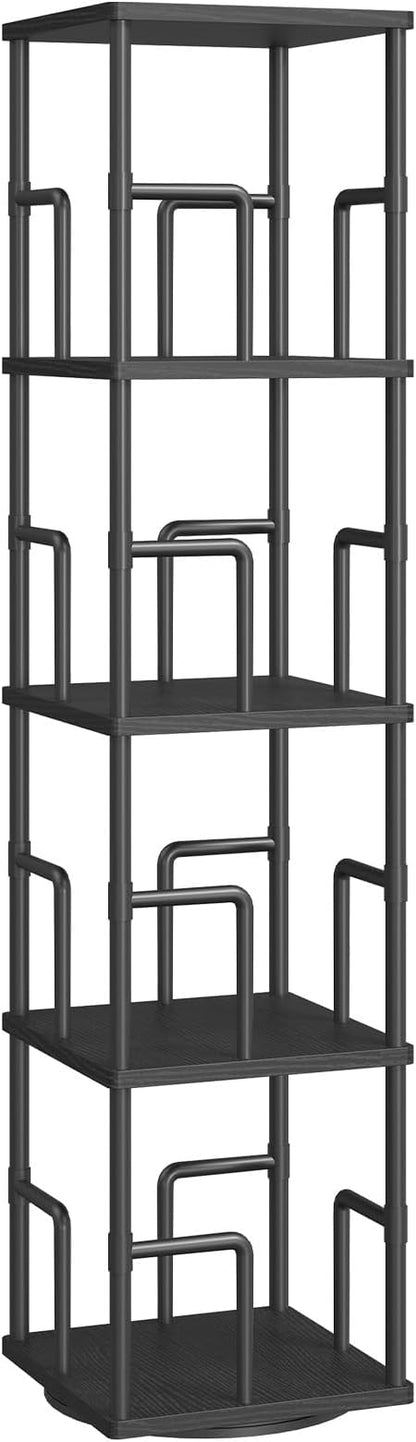MAHANCRIS 4-Tier Rotating Bookshelf, Freestanding Corner Bookshelf, 360° - Image 9