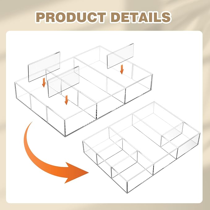 4 Pack Desk Drawer Organizer Set 3 Size Clear Acrylic Drawer Organizer Trays - Image 3