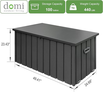 Domi 100 Gallon Deck Box, Outdoor Metal Lockable Storage Cabinet, Waterproof - Image 9