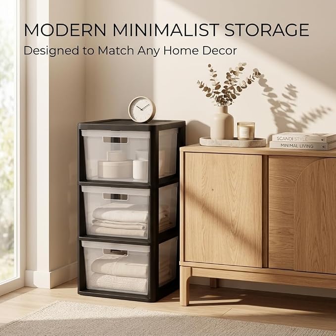 3 Drawer Plastic Storage Tower Craft Organizer Chest - Image 7