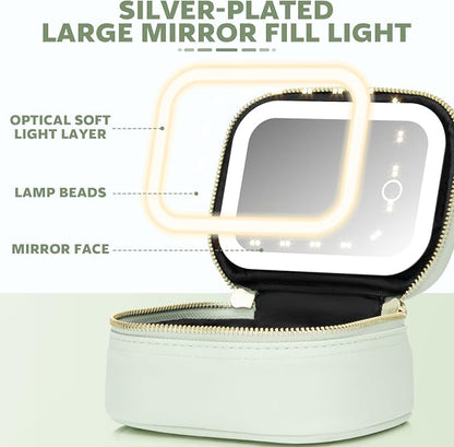 Small Makeup Bag with Led Mirror, Mini Travel Make up Bag 3 Light Modes - Image 4