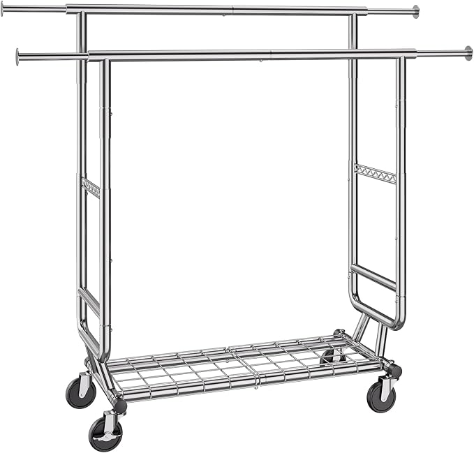 VEVOR Clothes Rack, Rolling Clothing Garment Rack, Extendable Carbon Steel - Image 9