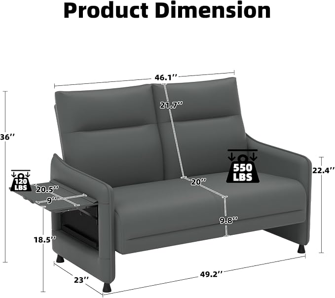Faux Leather Loveseat, Upholstered Loveseat - Image 2