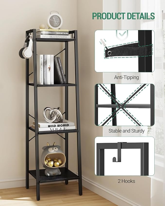 Hzuaneri Ladder Shelf, Freestanding Corner Storage Shelf | Bookcase - Image 5