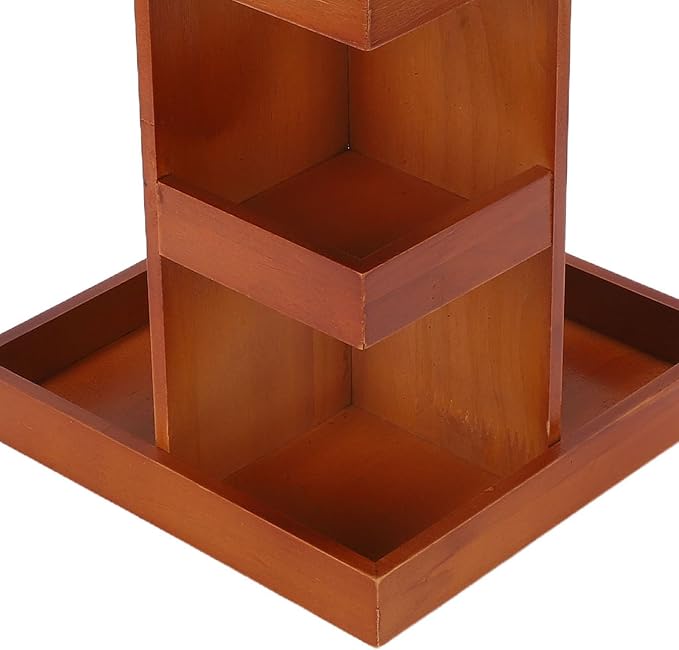 Wooden Rotating Makeup Organizer, 360 Spinning Vanity Makeup Holder Rack - Image 9