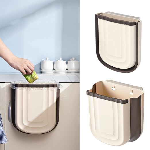 Kitchen Hanging Trash Can, 2.4 Gallon / 9L Collapsible Waste Bin, Small Kitchen by Aimkeoulee