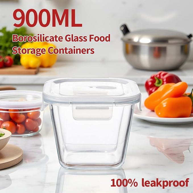 H.JSS WDJS 4 Cup Square Glass Food Storage Container - Image 10