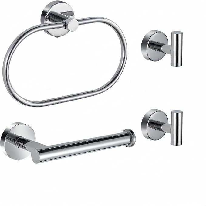 Bathroom Hardware Set Includes Towel Ring, Toilet Paper Holder and 2 Towel Hooks by Eolax