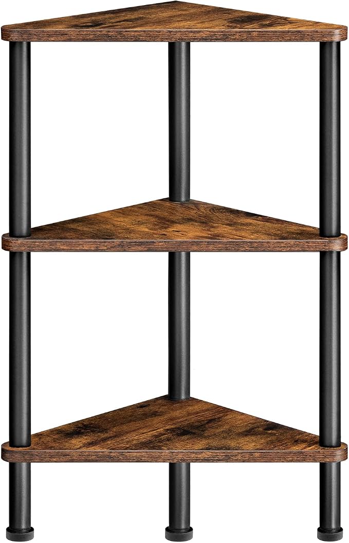 HOOBRO Corner Shelf Stand, Industrial 3-Tier Corner Bookshelf by HOOBRO