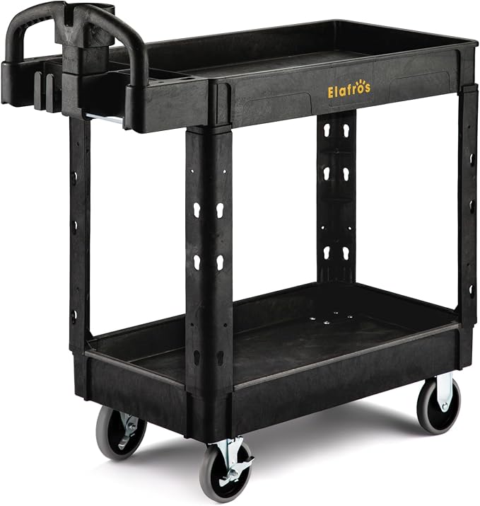 ELAFROS Utility Cart with Ergonomic Handle and Built-in Tool Compartments by ELAFROS