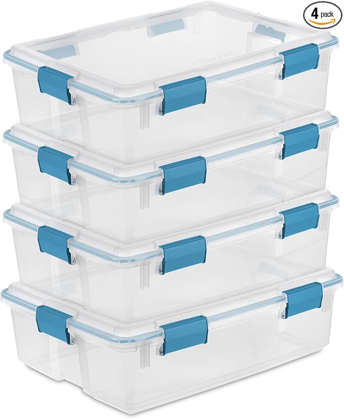 Sterilite 4-Pack Gasket Box, Weather-Resistant Storage Bins by Sterilite