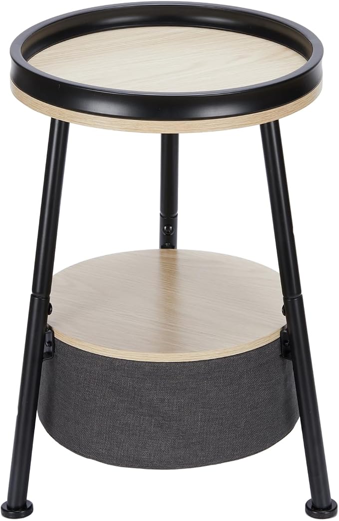 Small Round End Table, 2 Tier Side Table - Image 8