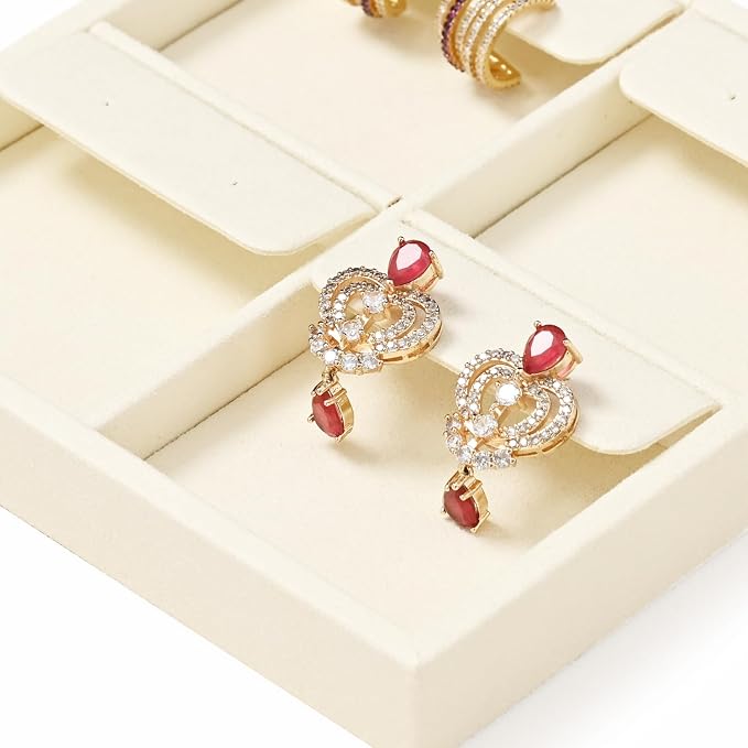 Oirlv Microfiber 4 Slots Jewelry Earring Display Tray Earring Display Organizer - Image 7
