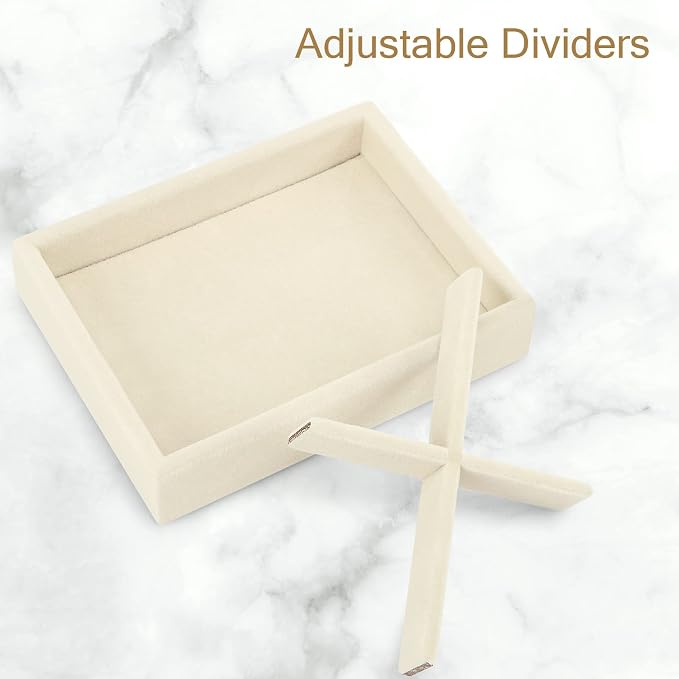 DesignSter Small Jewelry Tray-Ring Organizer 2PCS Premium Velvet Rings Earrings - Image 5