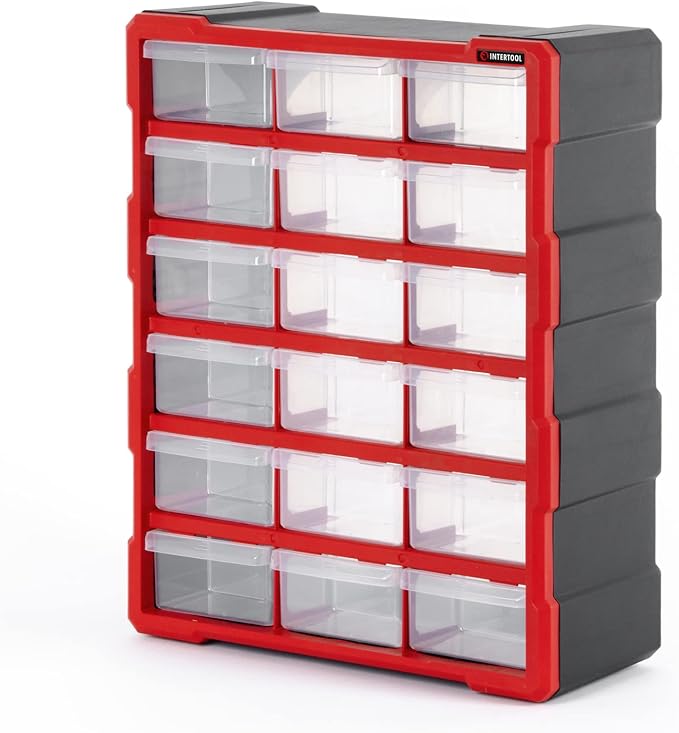 Small Parts Organizer for Hardware & Screws | 18 Removable Bins by INTERTOOL