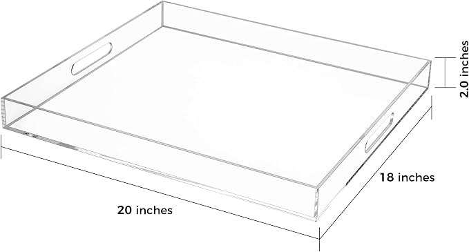 Clear Rectangular 18x20 Inches Acrylic Ottoman Tray Decorative Serving Tray - Image 2