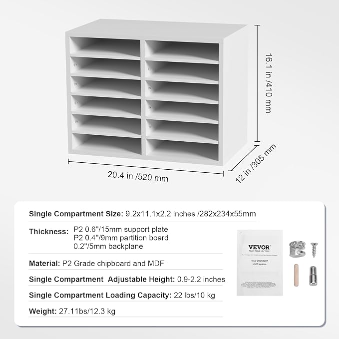 VEVOR Literature Organizers, 12 Compartments Office Mailbox - Image 7