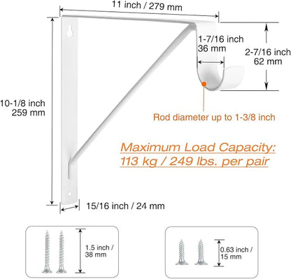 8 Pack Heavy Duty Closet Shelf & Rod Brackets, Wall Mounted Closet Shelf - Image 2